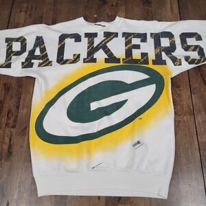 Vtg 1994 Magic Johnson Ts Green Bay Packers Sweatshirt Crewneck Front AOP Large